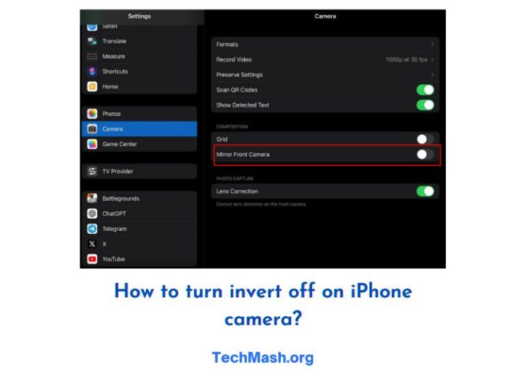 How to turn invert off on iPhone camera